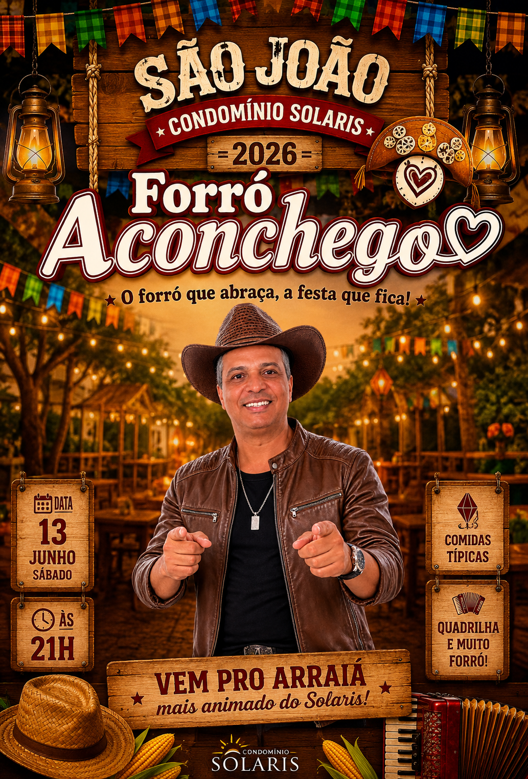 São João do Condomínio Solaris ganha noite especial ao som do Forró Aconchego